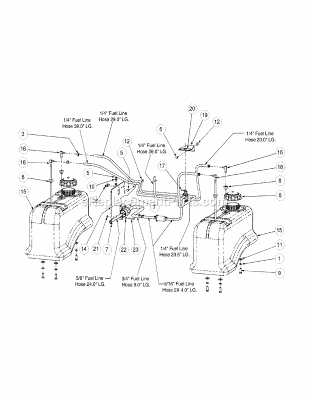 Fuel Tank Assembly Diagram and Parts List for M72-KW 53BB5GFZ750 Cub Cadet Sprayer
